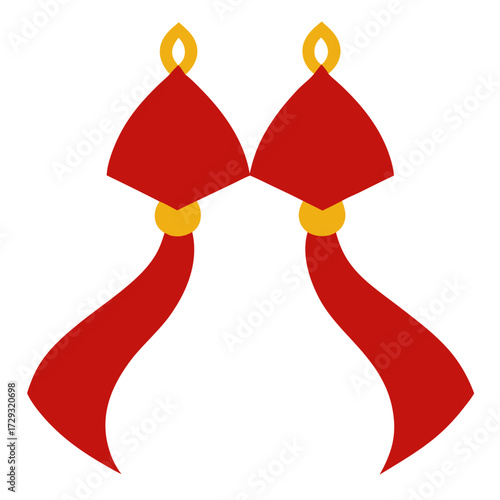 Two red tassels with gold accents