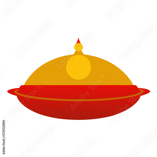 Stylized red and gold serving dish
