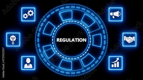 Conceptual illustration depicting regulation with associated concepts and modern technology