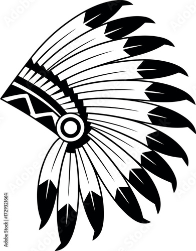 Native american headdress tribal feather war bonnet symbol design vector