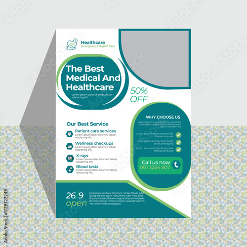 Creative medical healthcare flyer and Simple medical poster or flyer pamphlet brochure editable flyer, leaflet, catalog, magazine, booklet, Vector template in A4 layout
