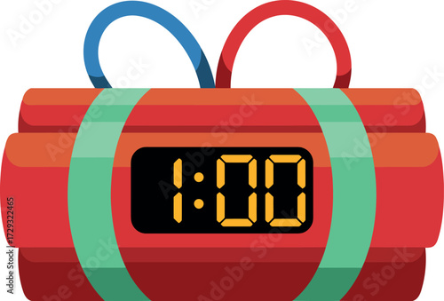 Countdown bomb timer red dynamite explosive danger vector