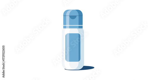 Clean Minimalist Illustration of a Sanitizer Dispenser in Soft Blue