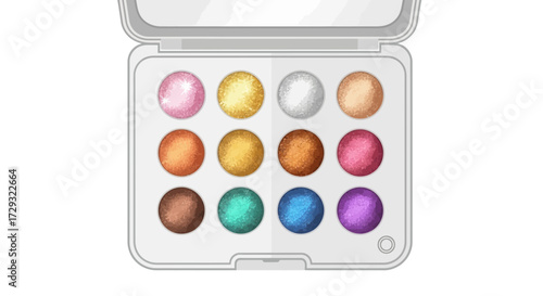 Colorful eyeshadow palette with twelve vibrant colors for makeup art