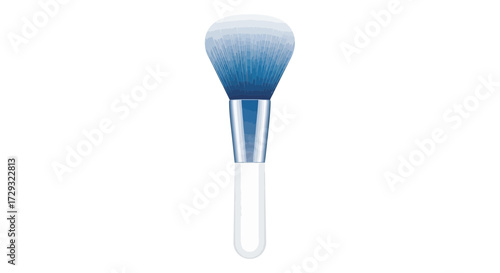 Cosmetic powder brush with elegant blue accents and crystal handle