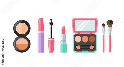 Cosmetic Products Arrangement for Makeup Display and Beauty Concept Design