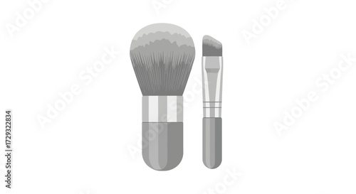 Cosmetic tools and brushes for professional makeup application in grey tones
