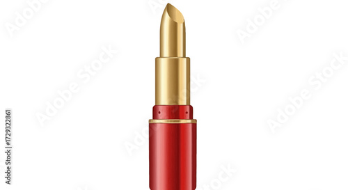 Crimson elegance a captivating close-up of vibrant red and gold lipstick