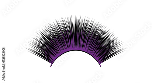 Dramatic purple false eyelashes isolated on a white background, vector illustration