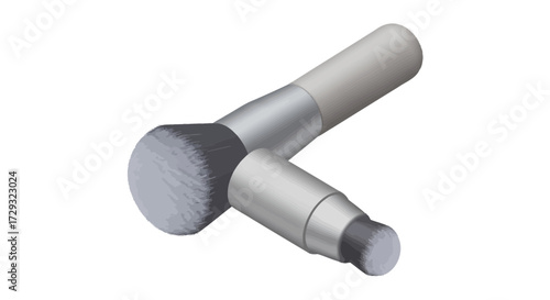 Elegant artistry showcasing two silver cosmetic brushes for diverse beauty needs