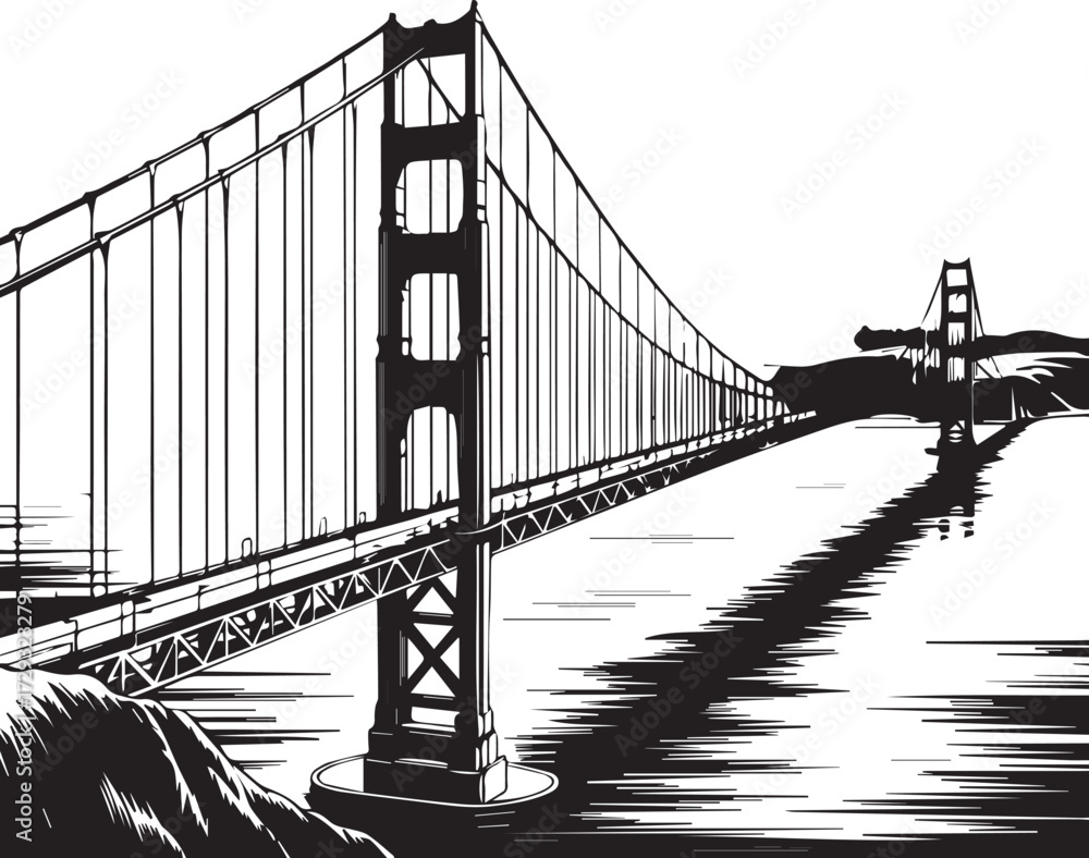 Obraz premium Iconic golden gate bridge silhouette majestic engineering marvel spanning san francisco bay