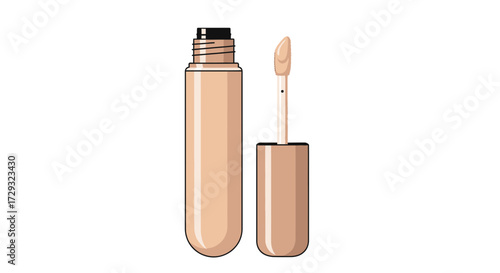 Elegant illustration of a cosmetic concealer tube and applicator wand