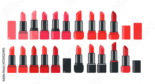 Elegant lipstick collection in various shades, perfect for beauty illustrations