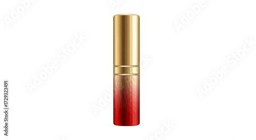 Elegant lipstick tube with golden cap, isolated beauty and cosmetic art