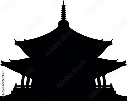 Silhouette of a traditional japanese pagoda tower architecture vector