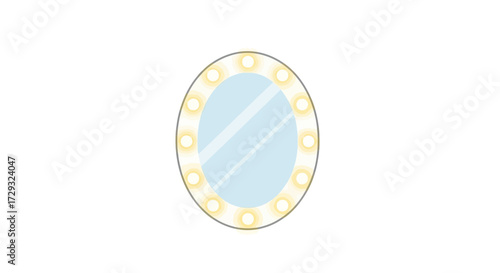 Illustration of a stylish oval mirror with lights for makeup and beauty