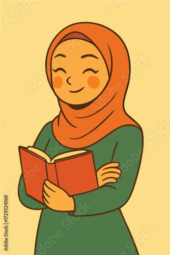 hijab girl reading a book