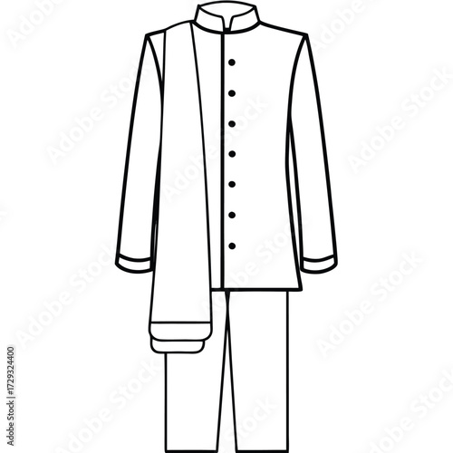 Traditional garment with draped fabric clothing attire