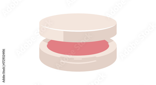 Isometric portrayal of a cream blush product in its compact case