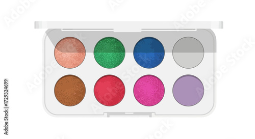 Palette of vibrant eyeshadows for artistic makeup looks and colorful style