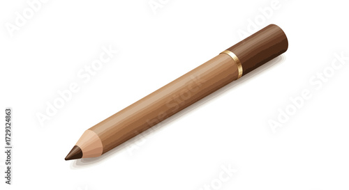 Sophisticated brown cosmetic pencil with golden band for beauty creation