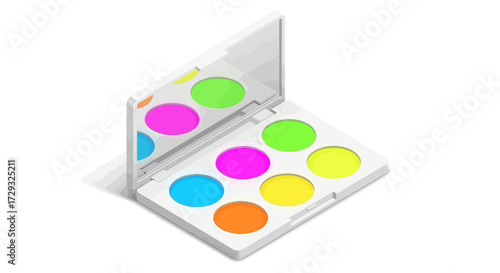 Vibrant eyeshadow palette illustration showcasing an assortment of bright hues