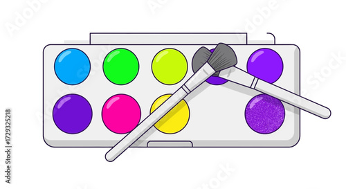 Vibrant Makeup Palette and Brushes for Beauty and Cosmetic Creations