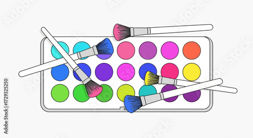 Vibrant makeup palette with brushes for cosmetic creativity expression