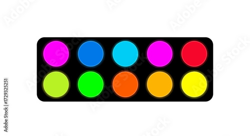 Vibrant neon palette of ten colors, abstract visual array element