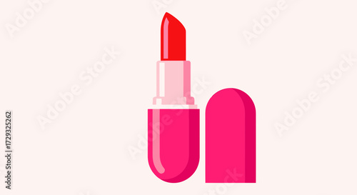Vibrant Red Lipstick and Tube Illustration Against a Plain Background