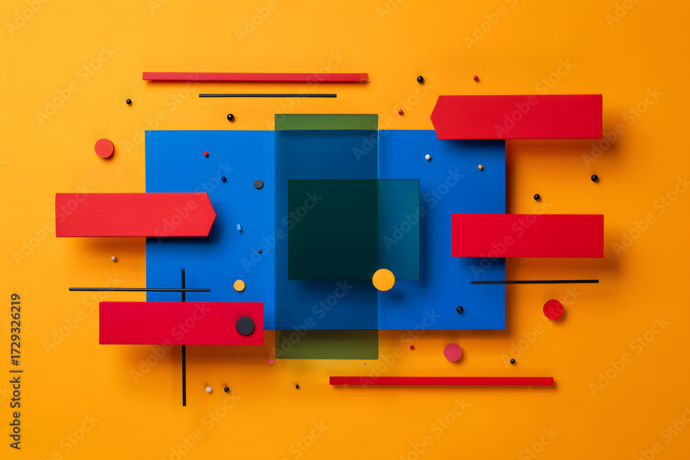 Obraz premium Abstract geometric composition with colorful shapes and textures