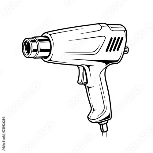 Heat Gun: A meticulously crafted illustration showcasing a heat gun, essential for various construction and DIY applications. This image highlights the tool's precision, power, and functionality.