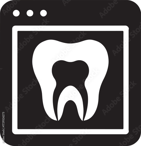 Tooth X-ray icon vector, simple silhouette design for dental, medical, and health illustrations