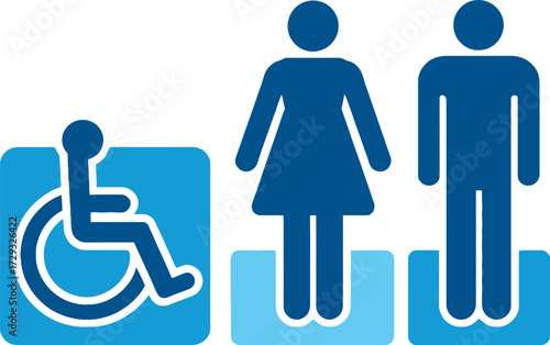 Restroom signs woman man handicap toilet wc gender accessible