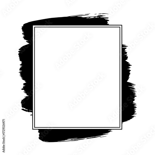 Minimalist Canvas: An abstract, graphic design with a crisp white square center, edged by bold black brushstrokes, ready for creative use and conveying themes of modernity and artistic expression.