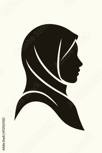 Hijab woman silhouette with modern design, vector.