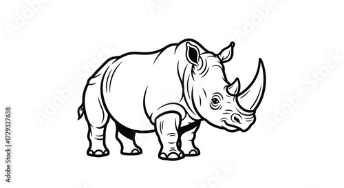 Bold rhinoceros illustration, wildlife animal, strong and powerful