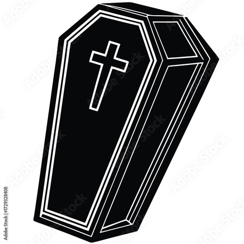 coffin with cross vector icon