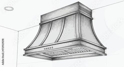 Detailed Kitchen Hood, Ventilation System, Interior Design Element