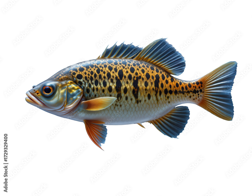 Fototapeta premium Colorful freshwater fish with striking patterns swimming in water