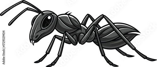Detailed cartoon ant, insect illustration on a conceptual setting