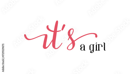 Card template with a multi-colored inscription. Vector illustration for gender reveal party