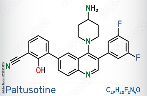 Paltusotine molecule. Oral nonpeptide somatostatin receptor agonist studied for treatment of acromegaly and neuroendocrine tumors
