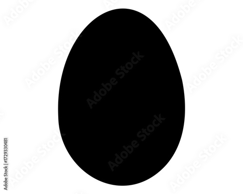 Simple black egg shape on a white background, minimalist design element