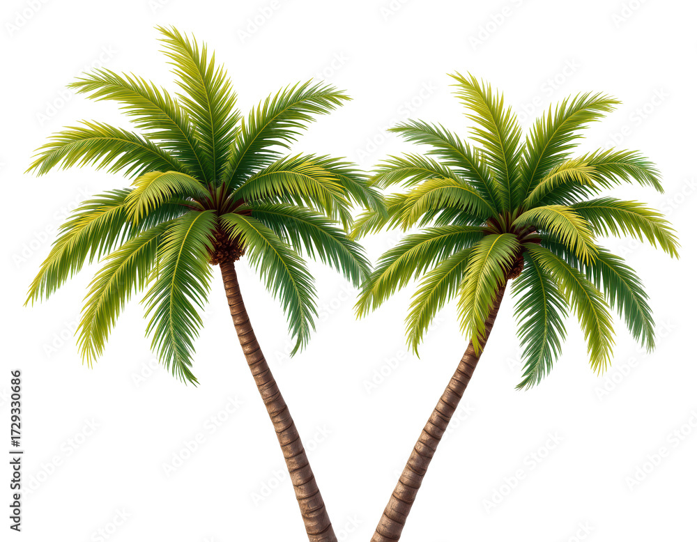 Obraz premium Lush Tropical Palm Trees Isolated on a Transparent Background