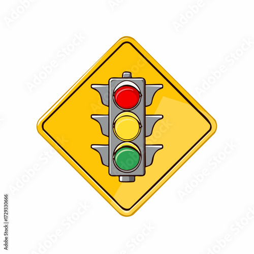 Traffic Light Signal Sign Warning Symbol.
