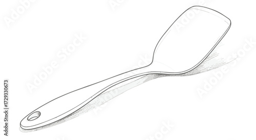 Sketched spatula, kitchen utensil for cooking and baking tasks