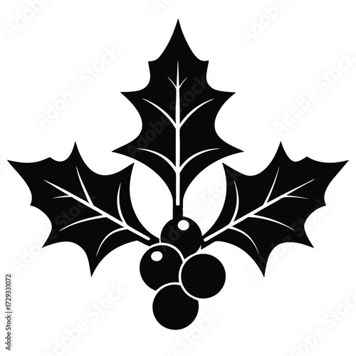 holly sprig vector icon