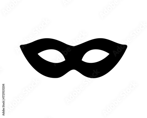 Isolated black silhouette of a simple masquerade mask on white background