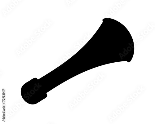 Silhouette of an old fashioned car horn against white background image
